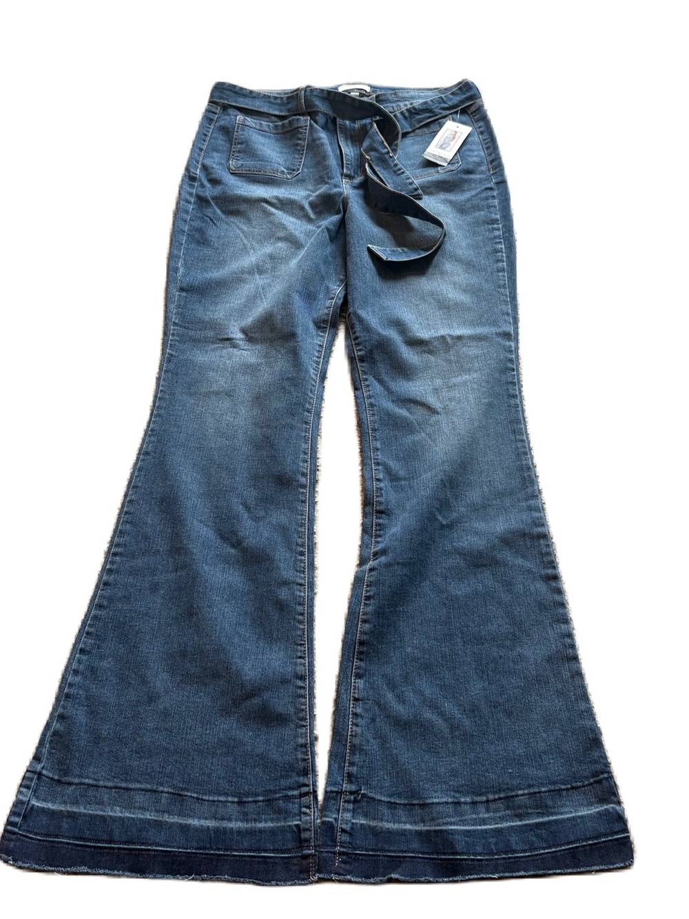 sofia by sofia vergara Blue Flared High-Rise Jeans with Self-Tie Belt NEW 14